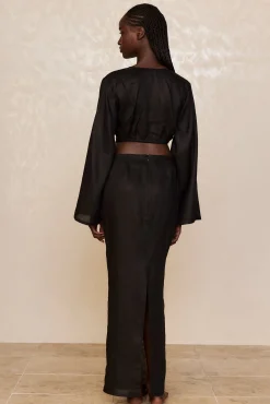 Azores Top - Black Linen