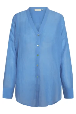 Barcelona Tunic - Azure Crinkle Linen