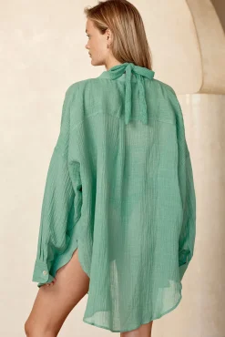 Barcelona Tunic - Pond Crinkle Linen