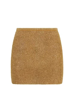 Cartagena Micro Skirt - Antique Gold Sequin Knit