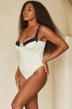 Clovelly One Piece - Ivory/Black