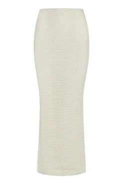 Fontelina Midi Skirt - Ivory Shiny Treble Knit