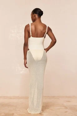 Fontelina Midi Skirt - Ivory Shiny Treble Knit