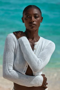 Genoa Cardigan - Ivory Open Jersey