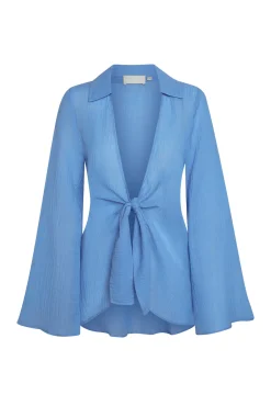 Grenada Tunic - Azure Crinkle Linen