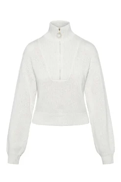 Lisbon Quarter Zip Sweater - White