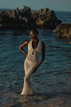 Monte Carlo Tie Dress - Ivory Petit Crochet