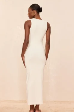 Monte Carlo Tie Dress - Ivory Knit Rib