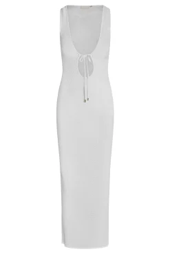 Monte Carlo Tie Dress - White Lace Crochet