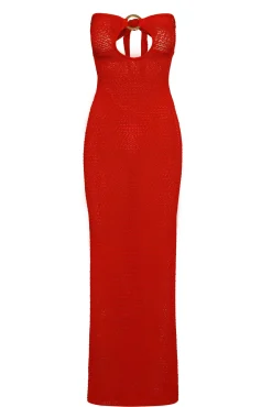 Montego Bandeau Dress - Chili Pepper Lace Crochet