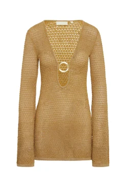 Montego Mini Dress - Antique Gold Lace Crochet