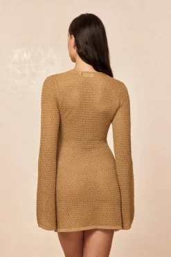 Montego Mini Dress - Antique Gold Lace Crochet