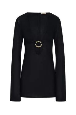 Montego Mini Dress - Black Linen