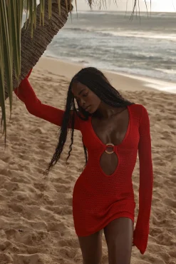 Montego Mini Dress - Chili Pepper Lace Crochet