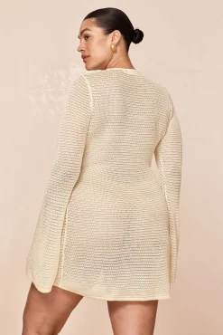 Montego Mini Dress - Ivory Shiny Treble Knit