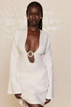 Montego Mini Dress - White Linen