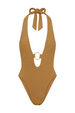 Montego One Piece - Antique Gold Lurex Rib