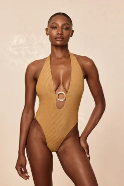 Montego One Piece - Antique Gold Lurex Rib