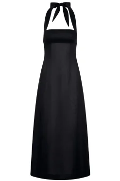 Montserrat Dress - Black Linen