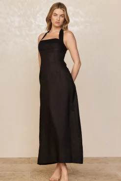 Montserrat Dress - Black Linen