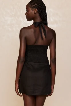Montserrat Mini Dress - Black Linen