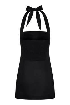 Montserrat Mini Dress - Black Linen