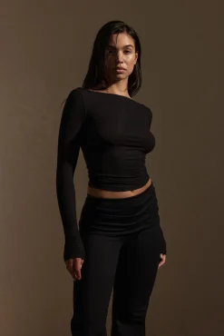 Paddington Long Sleeve - Black Lightweight Rib