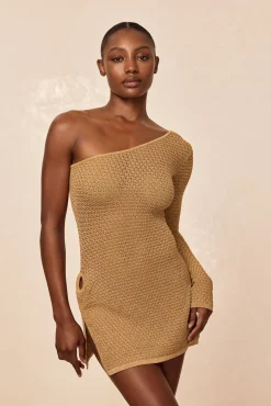 Palermo Mini Dress - Antique Gold Lace Crochet