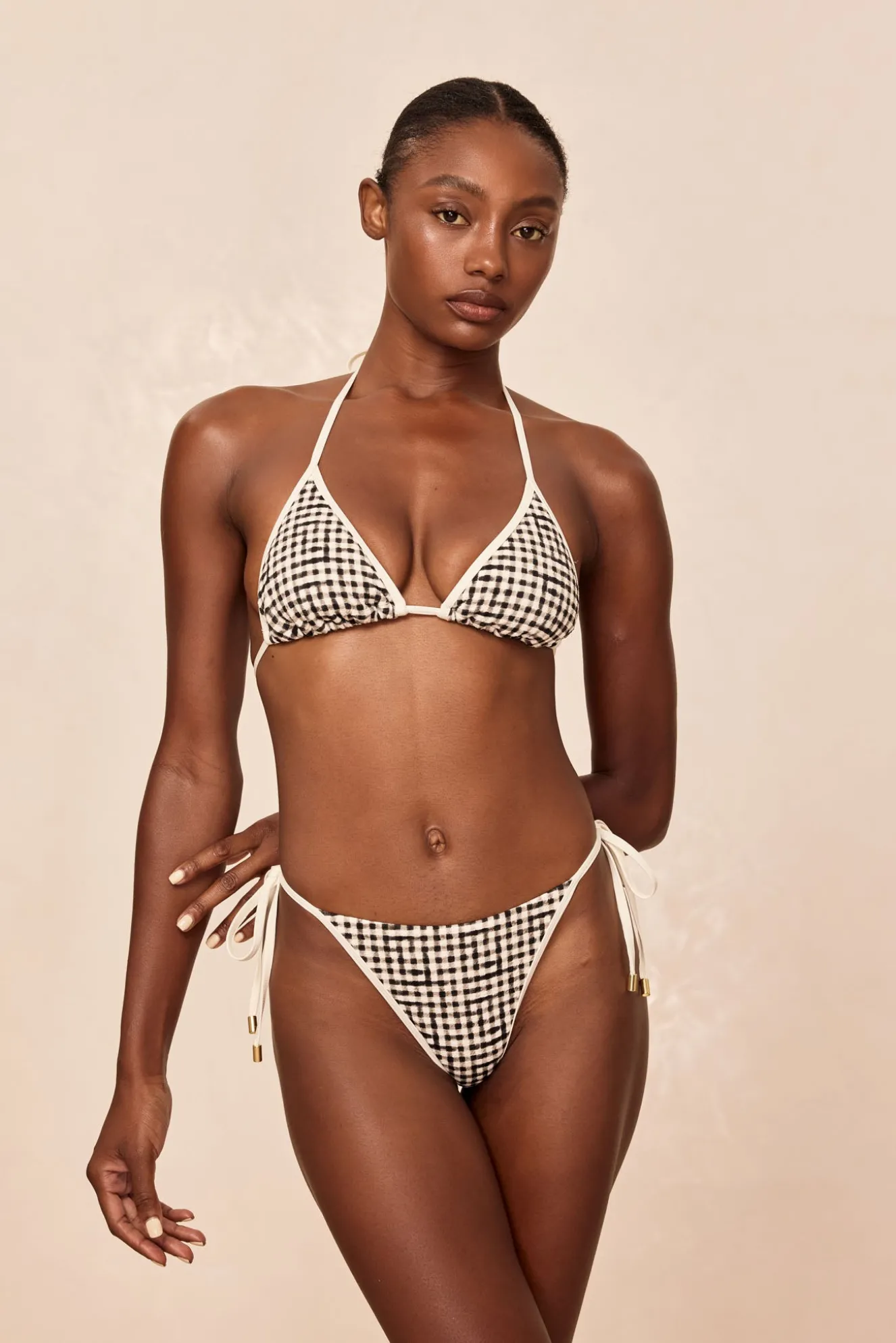 Palma Top Colorblock - Black Gingham