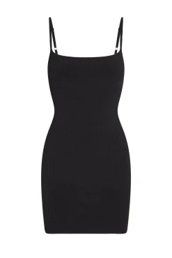 Provence Mini Dress - Black Knit Rib