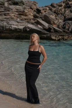 Provence Top - Black Knit Rib