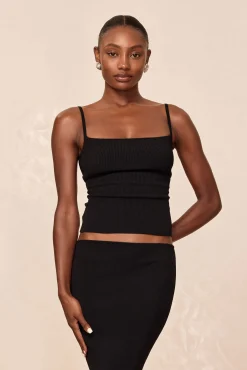 Provence Top - Black Knit Rib