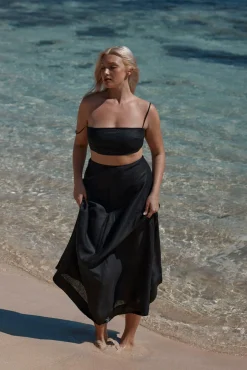 San Diego Skirt - Black Linen