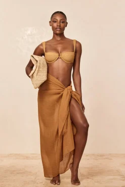 St. Tropez Sarong - Antique Gold Crinkle Linen