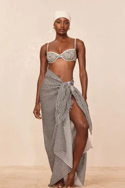St. Tropez Sarong - Black Gingham Crinkle