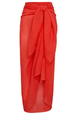 St. Tropez Sarong - Chili Pepper Crinkle Linen