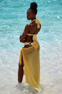 St. Tropez Sarong - Honey Crinkle Linen