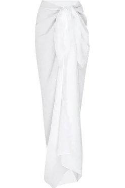 St. Tropez Sarong - White Crinkle Linen