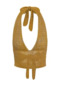 Toulon Top Lined - Antique Gold Lace Crochet