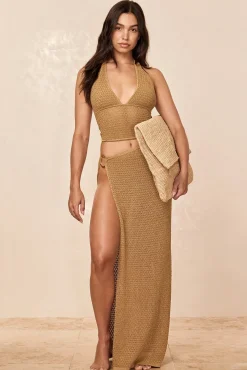 Toulon Top Lined - Antique Gold Lace Crochet