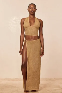 Toulon Top Lined - Antique Gold Lace Crochet