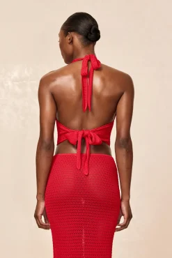 Toulon Top Lined - Chili Pepper Lace Crochet